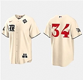 Men's Texas Rangers #34 Nolan Ryan Cream 2023 World Series City Connect Stitched Baseball Jersey Dzhi,baseball caps,new era cap wholesale,wholesale hats
